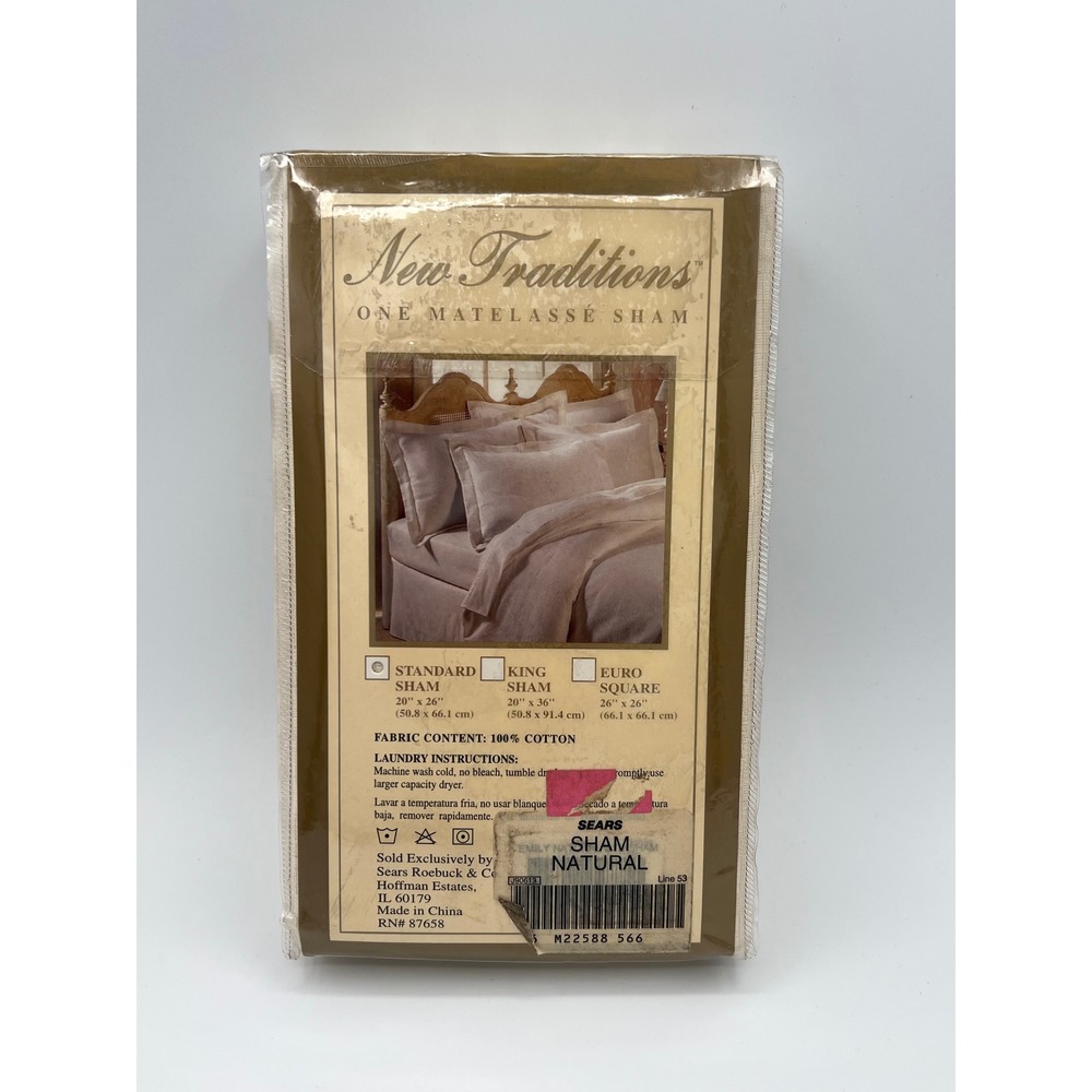 Vintage Matelasse Sham Cream Cotton Textured‎ Bedding  New Traditions Sears